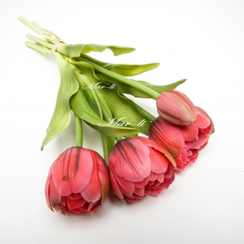 Квіти штучні "тюльпани  силіконові  " букет 5 шт. (д. 32 см.) 6-5789
