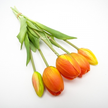 Квіти штучні "тюльпани  силіконові " букет 5 шт. (д. 40 см.) 6-5796